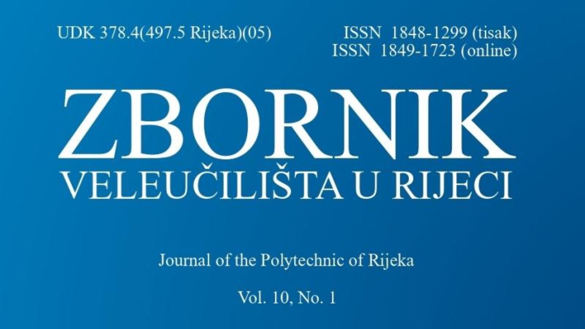 Novi broj časopisa Zbornik Veleučilišta u Rijeci - Journal of the Polytechnic of Rijeka