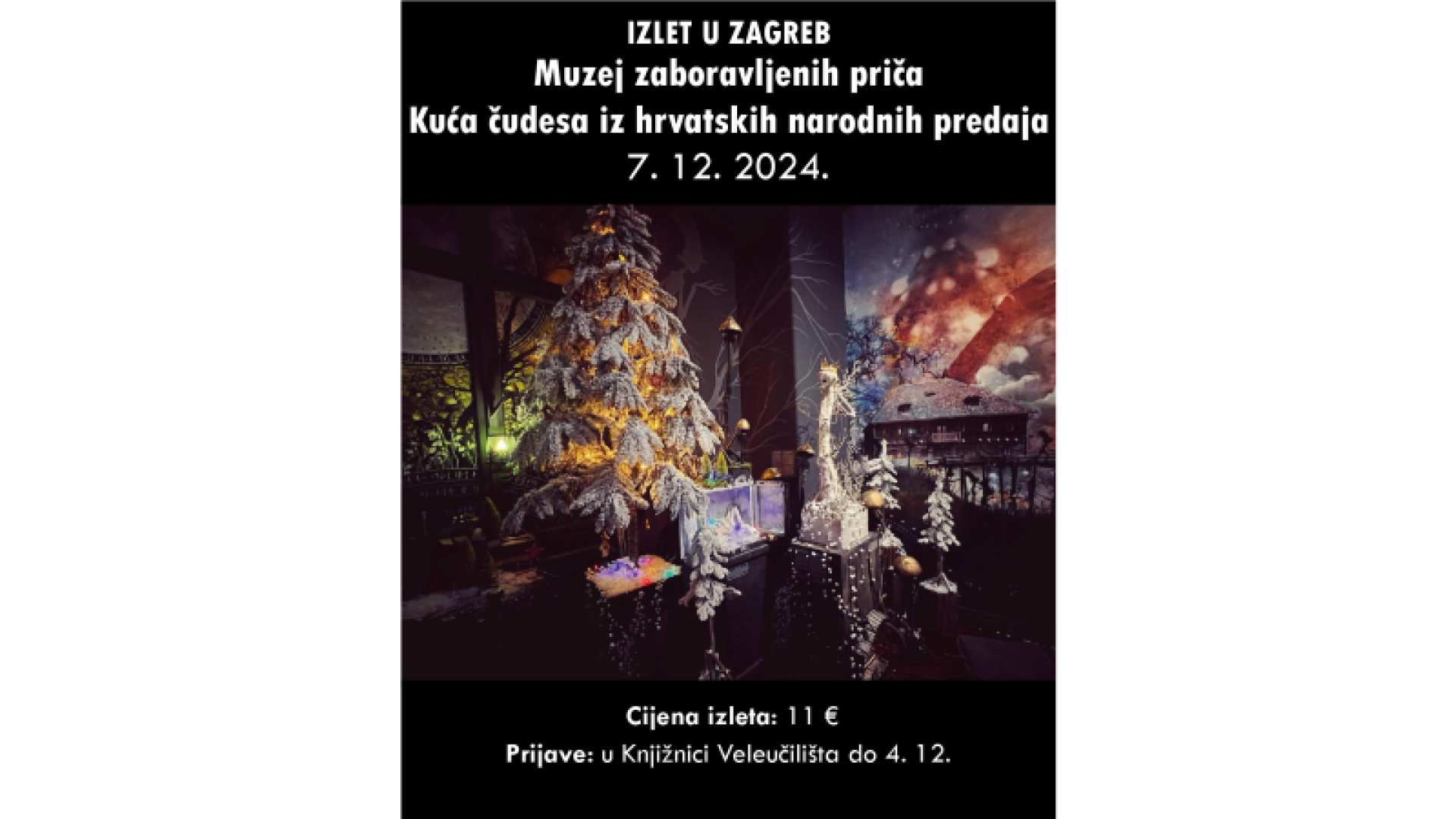 Knjižnica i Studentski zbor pozivaju na Božićni izlet u Zagreb 7. 12. '24.