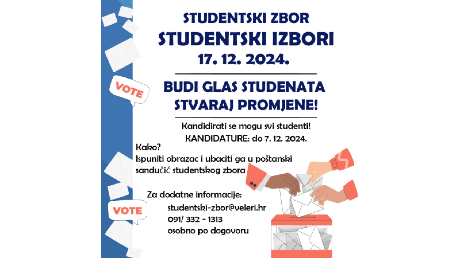 Poziv na sudjelovanje u studentskim izborima 2024.!